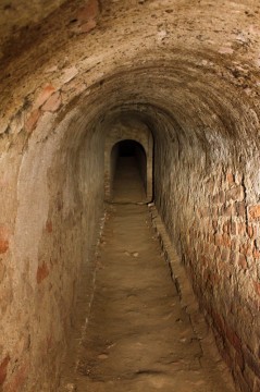 V mírném sklonu stoupá z hlavní galerie chodba do podpovrchových minových chodeb.