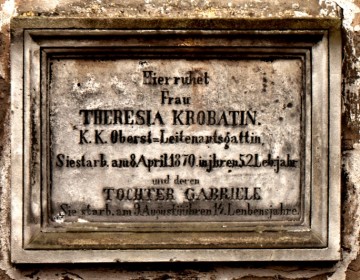 Theresia Krobatin, zemřela 8 dubna roku 1870 ve věku 52 let a její dcera Gabriele, zemřela 9. Srpna ve věku 14 let.